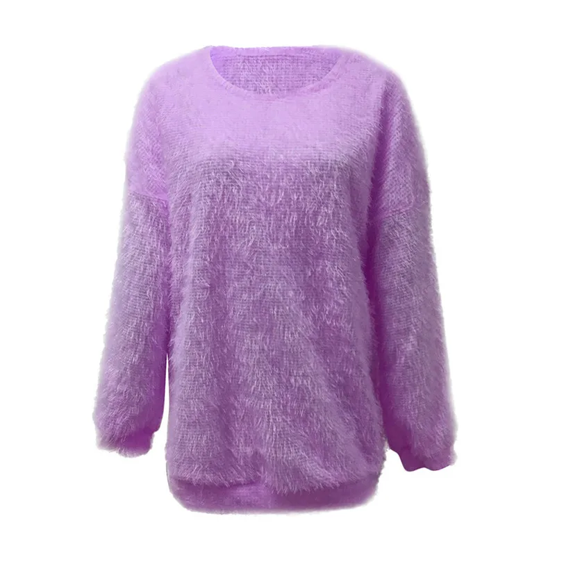 Candy Colors Pullover Plus Size Loose Knitted Sweater Warm Latern Long Sleeve Sweater Casual Solid Jumpers Ladies #F#40NV01 (11)