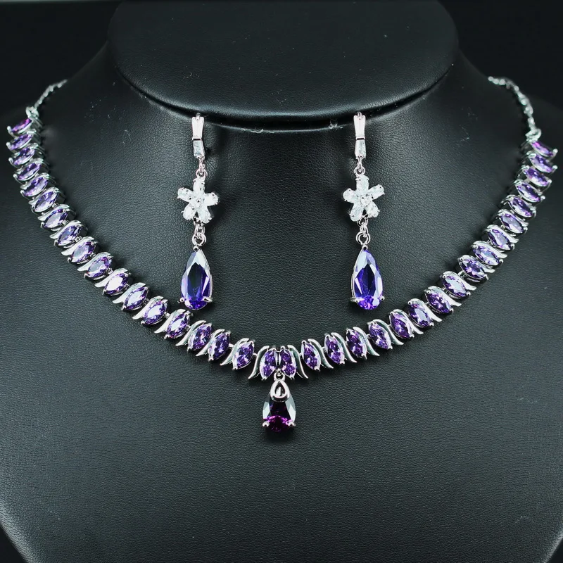 purple wedding jewelry sets