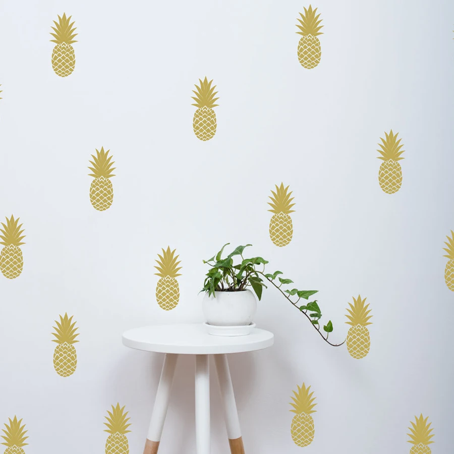 Buy Lovely Gold Pineapples Wall Decal, Large
