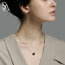 SA SILVERAGE 925 Sterling Silver Jewelry Sets Stud Earrings Necklaces Pendants Fine Maxi Necklace