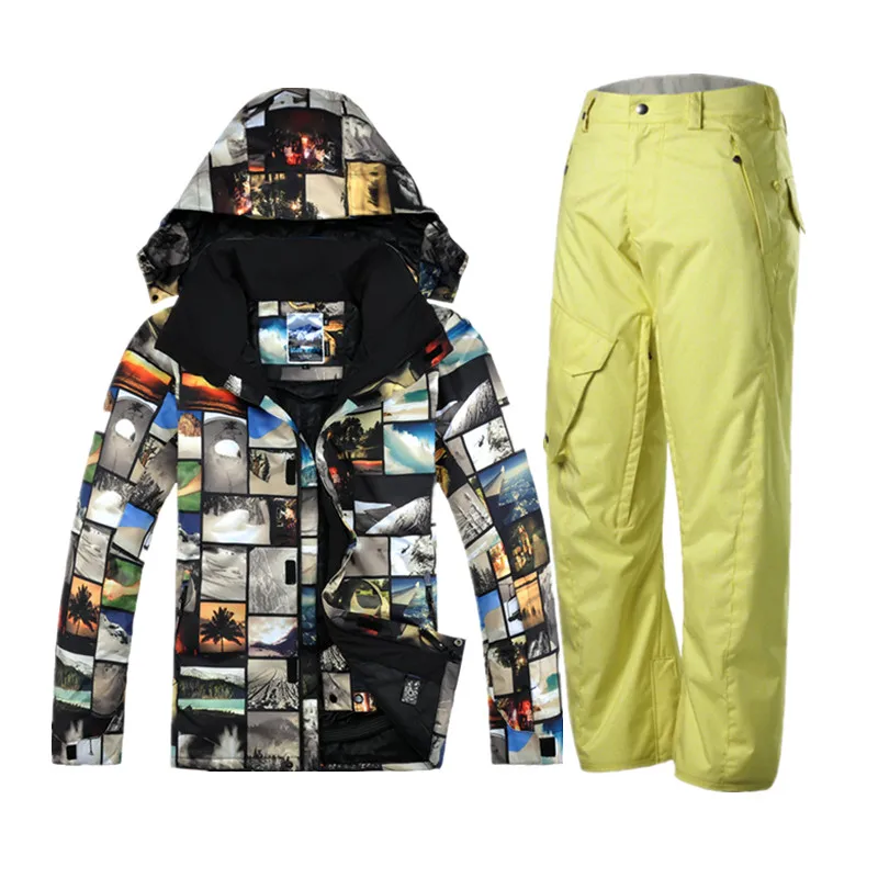Gsou nieve traje de esquí de invierno para hombres chaqueta de esquí hombres snowboard esqui traje ski JAS Mannen montaña esquí ropa