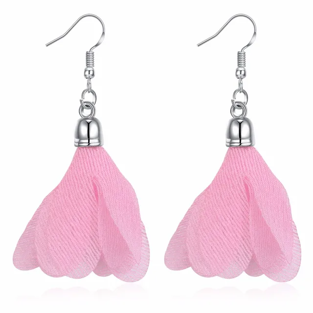 Pink Net Mesh Charming Dangles Earrings Sweet Kids S Style 925 Pink Net Mesh Charming Dangles Earrings Sweet Kids S Style 925 Original Silver E013 Children Jewelry