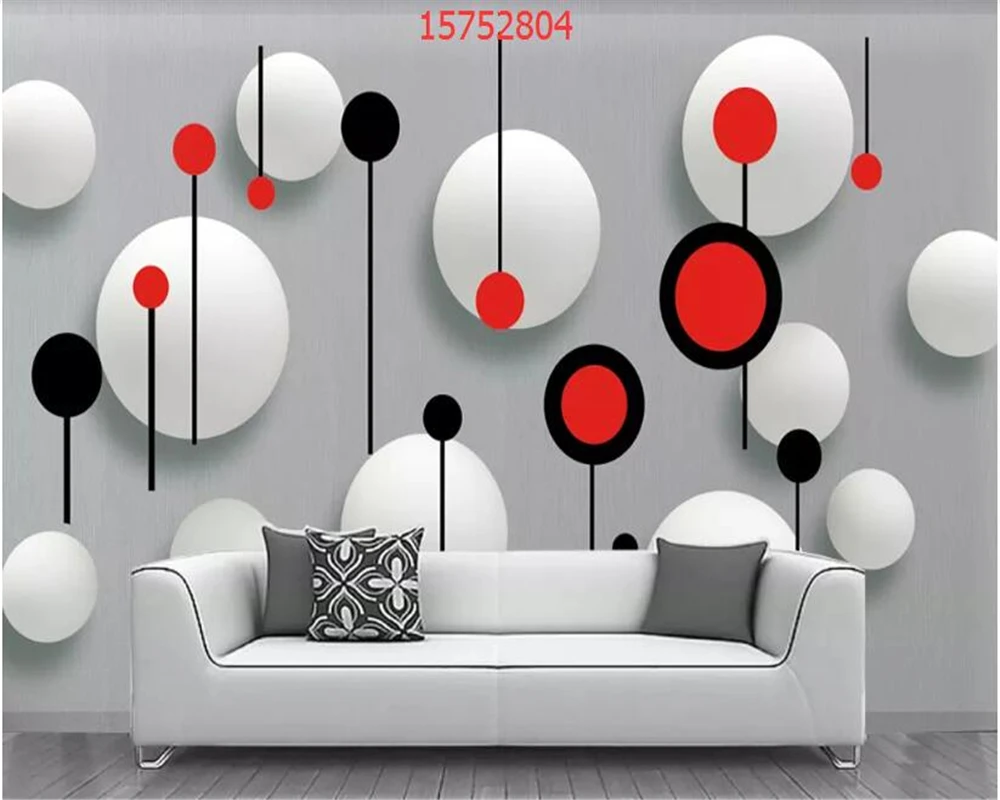 

beibehang Fashion creative black and white circle flower 3D stereo black and white creative dandelion background wall wallpaper
