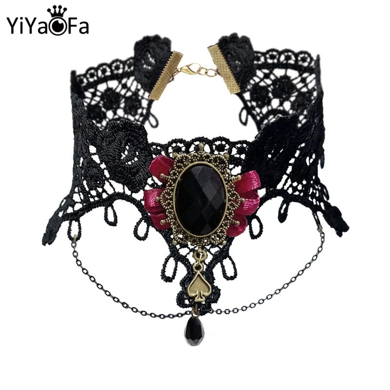 

Vintage Lace Choker Necklace for Women Accessories Gothic Jewelry False Collar Statement Necklace Lady Party Jewelry GN-126