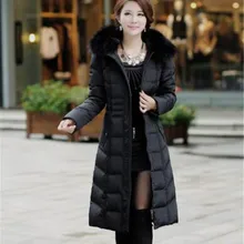 Плюс Размеры 5 цветов Для женщин утка Подпушка куртка зимнее пальто меховой воротник толщиной среднего возраста матери Стильная удлиненная куртка теплая fyy010