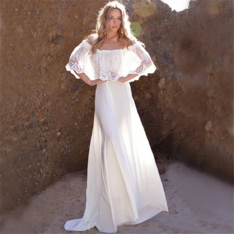 

Sexy Off Shoulder Swimwear Women Lace Crochet Bikini Cover Up Beach Dress Swimsuit Bathing Suit Pareo