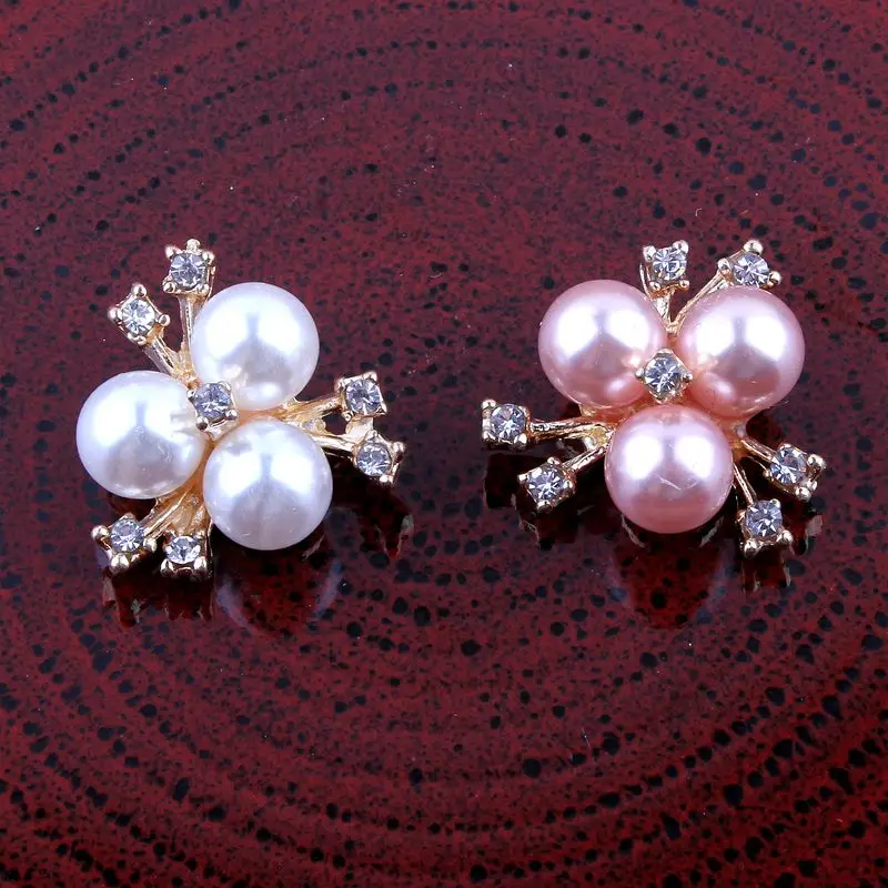 

120PC 20mm Handmade Vintage Metal Decorative Buttons Crystal Pearl Flower Center Alloy Flatback Rhinestone Button Craft Supplies