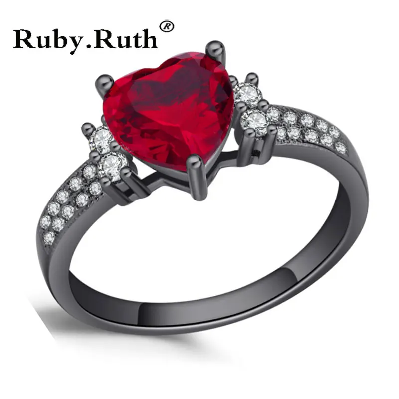 

Heart Red Crystal Wedding Ring Gifts Jewelry Dropshipping