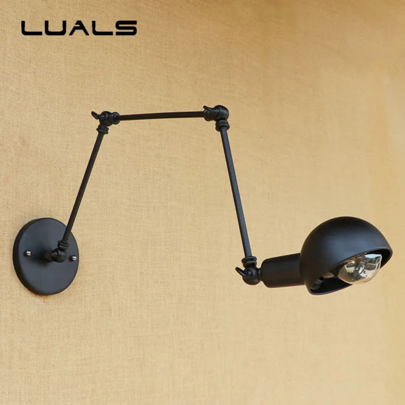 

Three Sections Adjustable Metal Black Vintage Wall Lights Nordic Style Wall Lamp Creative Edison Lamp Studio Deco Lighting