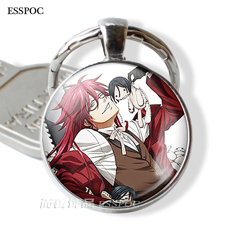 Черный Батлер металлический брелок Kuroshitsuji Ciel Phantomhive Sebastian Grell Madame Red Emblem Аниме Манга брелок для ключей - Цвет: as show