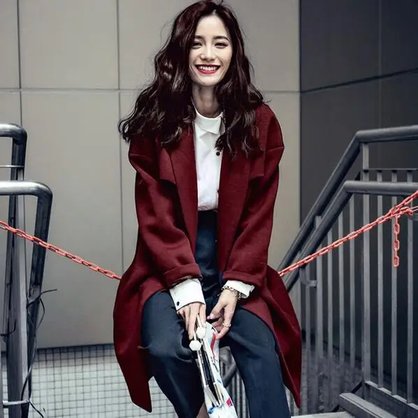 

OL Women's Coats 2017 Winter Women new double-breasted wool coat Women Slim woolen coat thick warm coat