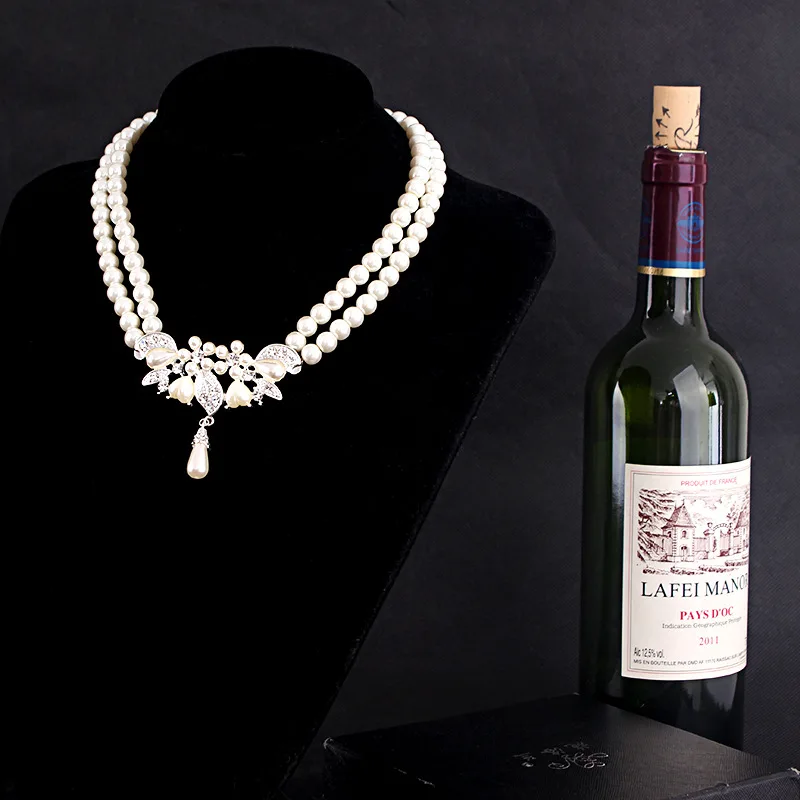 Комплект из колье и серёг с искусственным жемчугом|simulated pearl jewelry set|pearl setdrop earrings set
