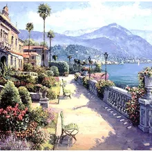 Приморский строительный пейзаж DIY Краска по номерам Современная Настенная живопись Домашний декор Ручная Краска ed Масляная Краска на холсте произведение искусства 40x50 м