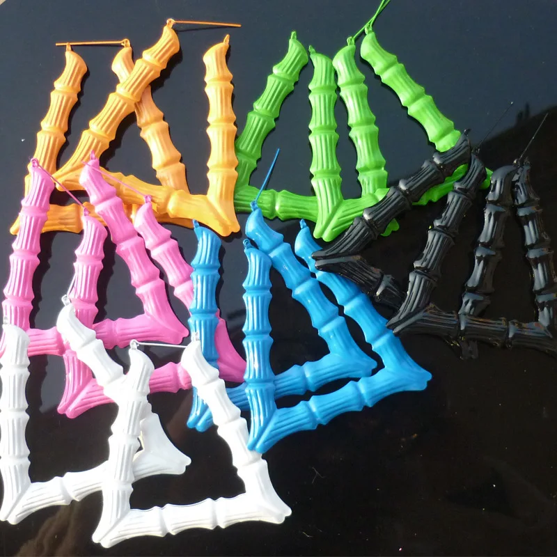 

2014 HOT paint neon color Tone hoop rectangle Shape Star Pointed Bamboo Joint Large Hiphop Hoop Earrings