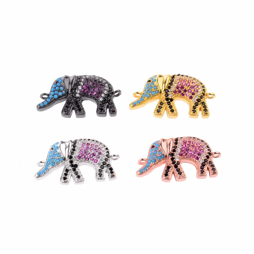 

Wholesale Micro Pave Natural Stone Silver Elephant Connector Charm Accessories For Women Bracelet Necklace Earrings Making beads