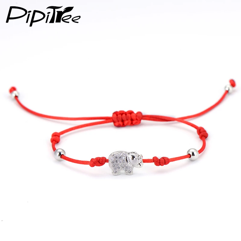 Pulseras y brazaletes de elefante de cristal para mujeres, niñas y niños, abalorios redondos simples joyería pulsera de macramé|bracelet mosquito|bracelet kittybracelet bone -
