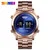 SKMEI Роскошные модные мужские часы креативные кварцевые наручные часы уличные водонепроницаемые мужские наручные часы Relogio Masculino 1531 - Цвет: Rose Gold Blue