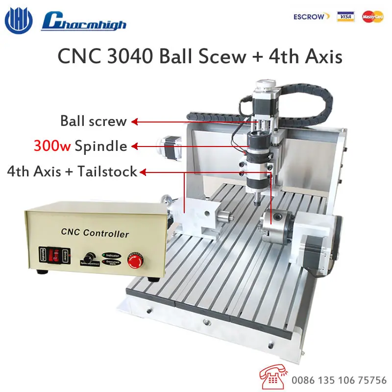 Ball screw 4 Axis USB Controller CNC3040 300w Air cooled Spindle Mini