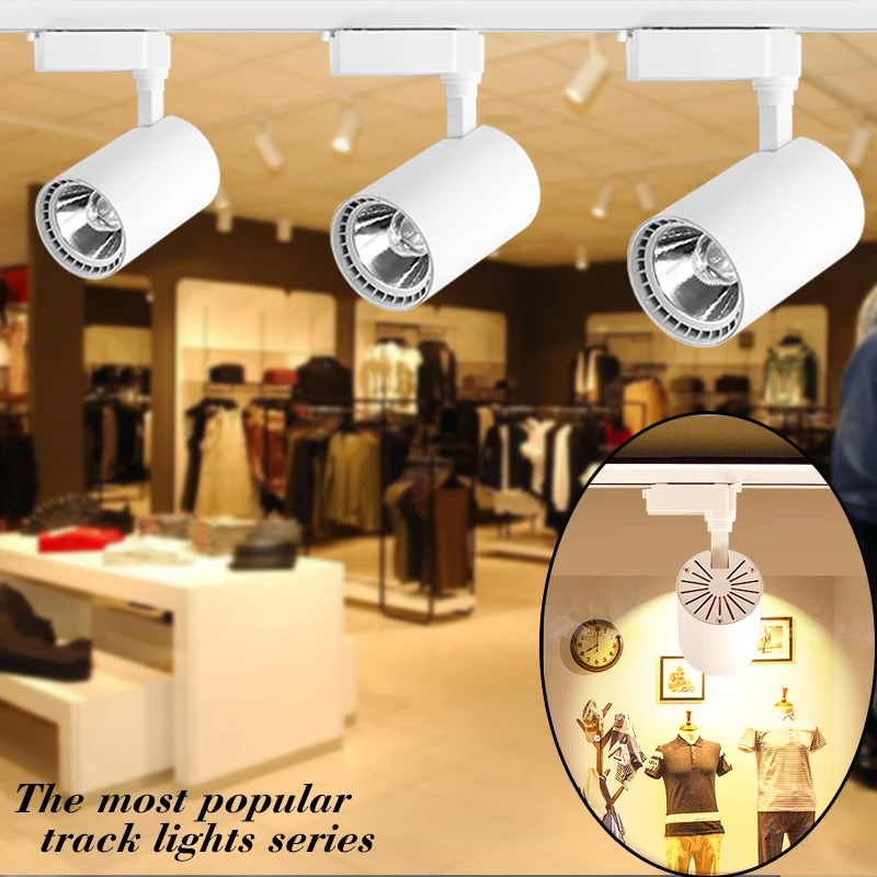 

Dimmable LED Track Lamp Light 12W 30W 20W COB Track Lights Lighting Spotlights Led Spot Light 220V for clothing shop Showroom