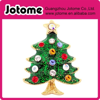 

Green Christmas Tree Pin Crystal Christmas Pin Brooch 0.75 x 1 inches