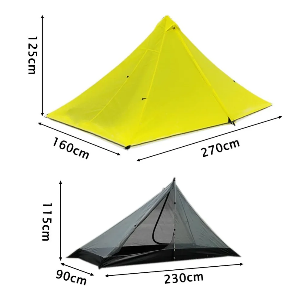 

Ultralight Outdoor Camping Tent Single Person Professional Rodless Portable Pyramid Tent High Quality Double Layer Tent Set