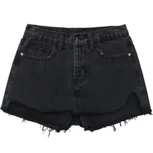 Для женщин Джинсовые шорты Летняя мода отрезать Высокая Талия Дизайн уничтожены Винтаж проблемных рваные короткие джинсовые штаны цвет: черный, синий