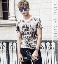FanZhuan freies verschiffen Neue mode lässig 2017 männlichen männer sommer blume Monogramm icy silk T-shirt druck dünne dünne 715081