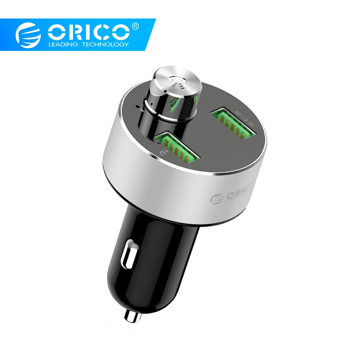 ORICO LED Bluetooth Car Charger with U disk TF Card Reader Dual USB Car Phone Charger Car