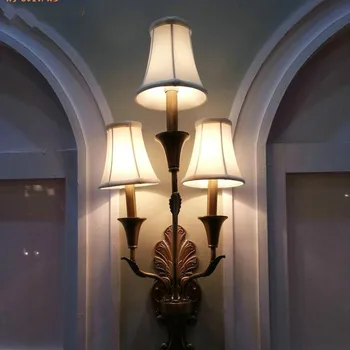 

hotel hall large wrought iron wall lamp for living room New Arrival E14 villa lobby Metal wall sconce KTV 3-head big Wall lights