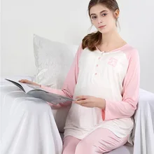 Пижамы для беременных, одежда 2 шт./компл., удобная одежда для беременных женщин, хлопковая одежда для сна для беременных кормящих, рубашка и штаны, комплект одежды