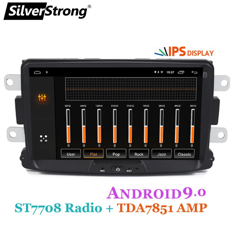 Discount SilverStrong 8Inch Android9.0 QuadCore Car Radio GPS 1Din For Renault LOGAN II Duster DACIA DOKKER Dacia camera gift 8L 4