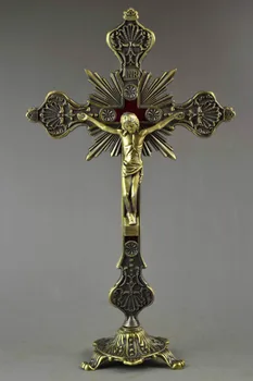 

Old Copper Carving Jesus On Cross Stand For Redemption Special Big Statue