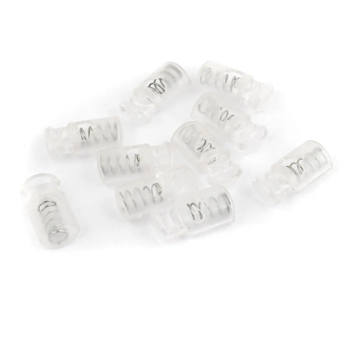 

10 pcs 7 mm, 1 hole, rope cord stopper end spring fastener spring Stop ring clasps, Clear