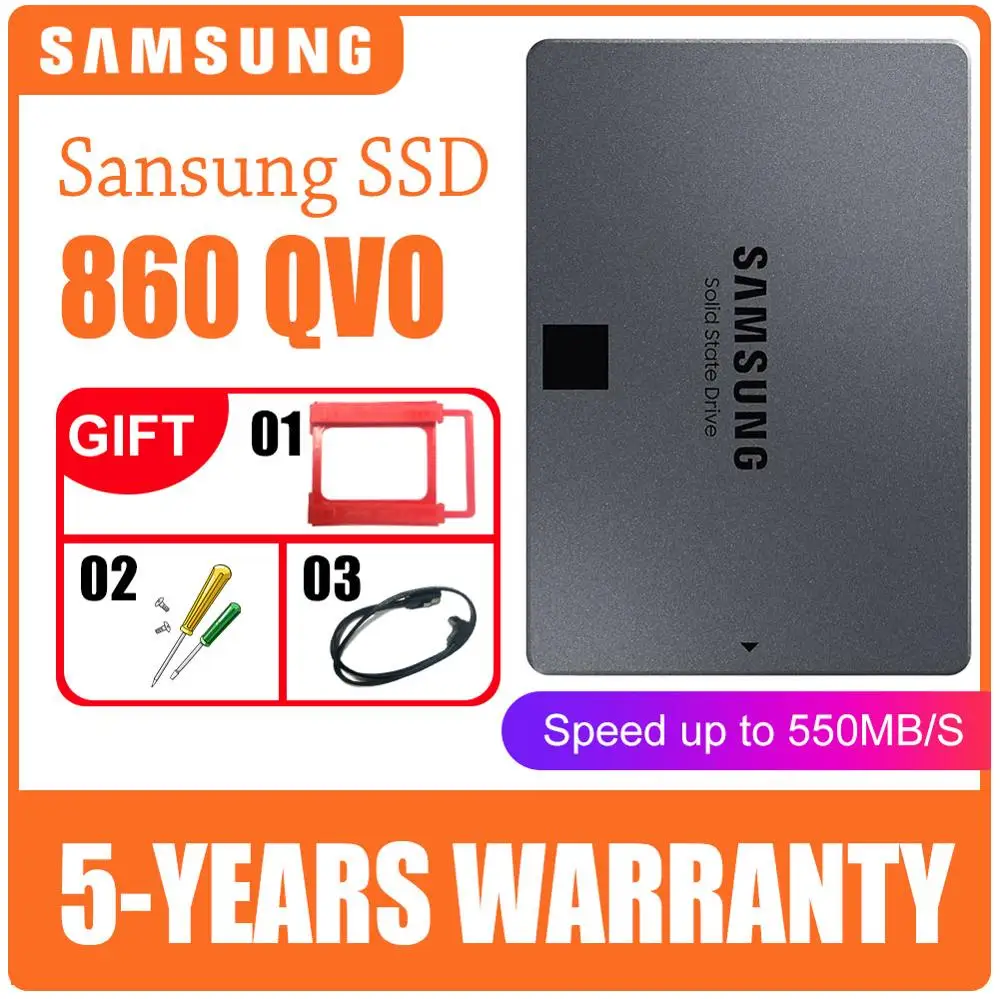 SSD SAMSUNG 860 QVO 2," Внутренний твердотельный Накопитель SSD 1 ТБ HDD 2,5 sata III для ноутбука Настольный ПК жесткий диск