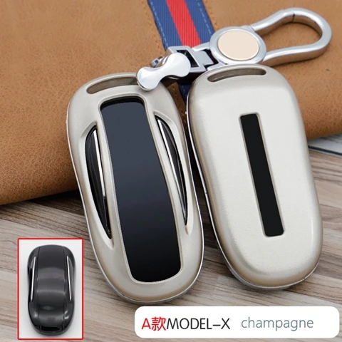 Автомобильный чехол для ключей из АБС-пластика для Tesla модель X чехол для ключей аксессуары для ключей - Название цвета: with keychain champa