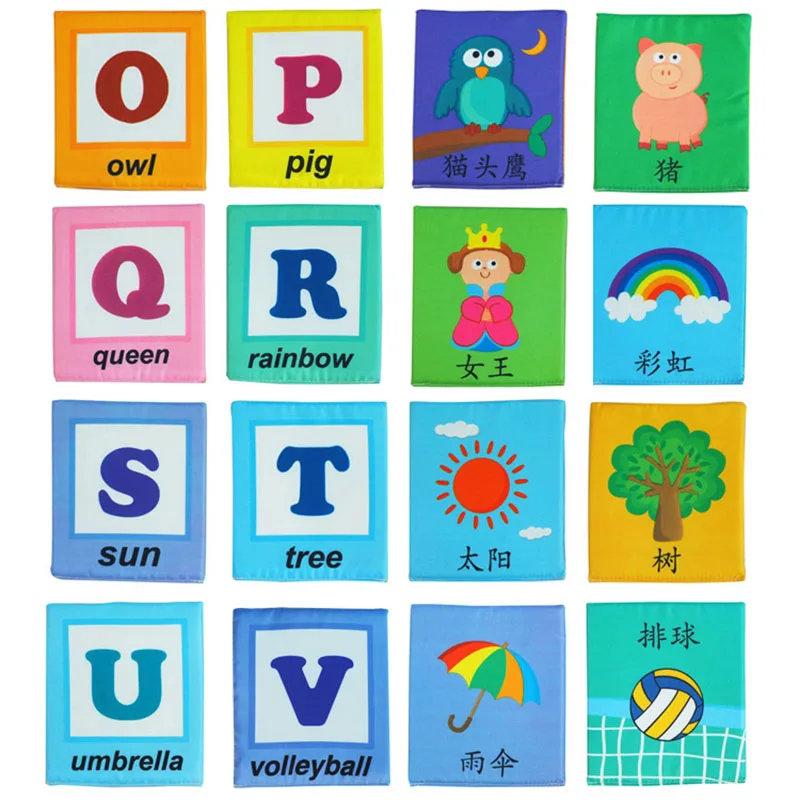 Soft Cloth Books Alphabet Letters Montessori Soft Cards Rustle Sound Infant Book for children Educational Toys