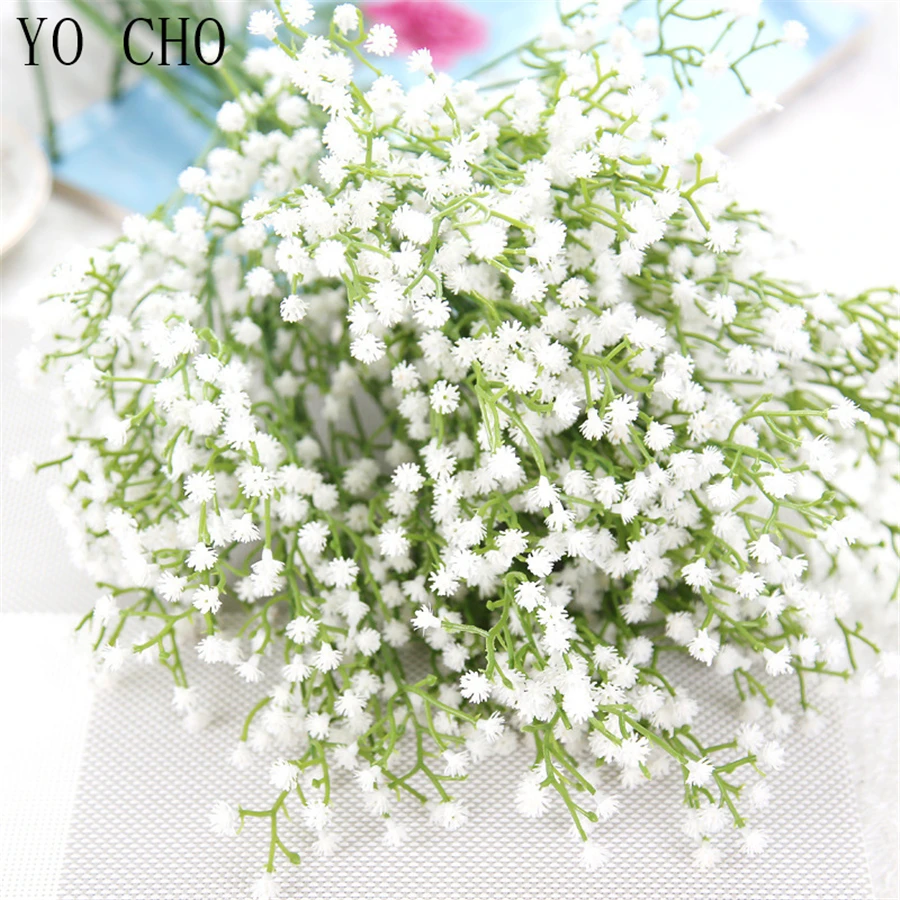 YO cho1 шт искусственный цветок, растения Гипсофилы, украшения для свадебной вечеринки, настоящий искусственный цветок, сделай сам, Декор для дома и сада