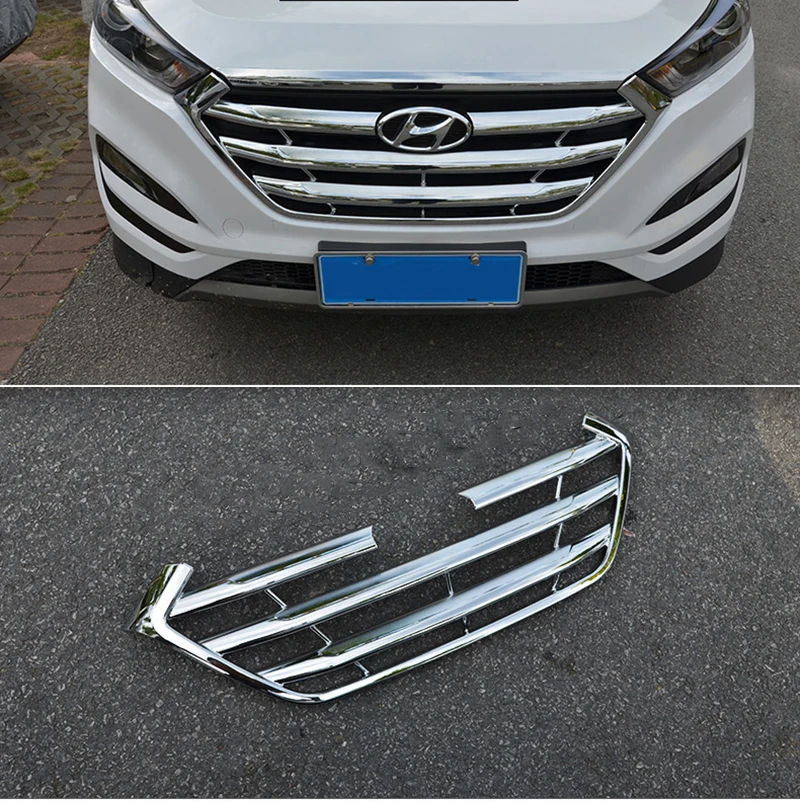 

MONTFORD ABS Chrome Front Center Racing Grille Decoration Cover Trim Sticker Car Accessories For Hyundai Tucson 2015 2016 2017