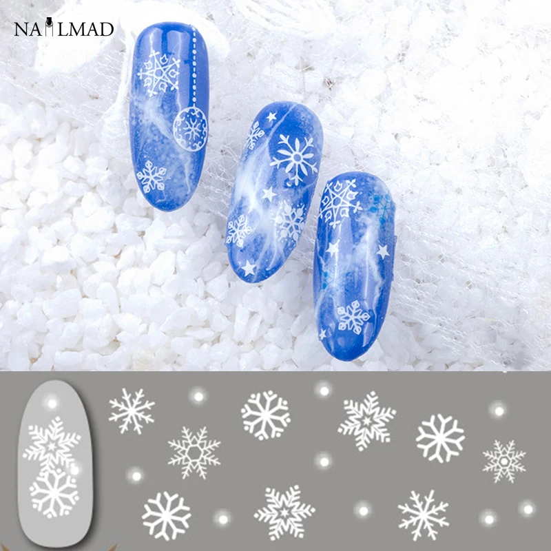 1 Sheet Snowflake Nail Art Stickers Christmas Nail Sticker White 