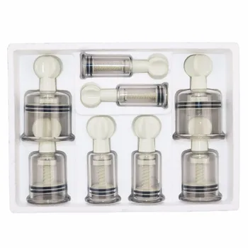 

8 pcs Thickened Hand screw-type magnetic vacuum cupping set acupuncture massage cup therapy free shipping