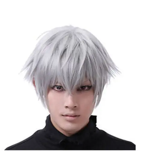 Song Wig 00358 Tokyo Ghoul Anime Ken Kaneki Cosplay Wig Silver White