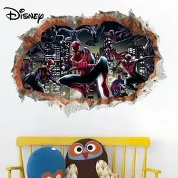 Дисней удалены 3D наклейки стерео Человек-паук окна креативные наклейки гостиная спальня дети декоративные наклейки для стен
