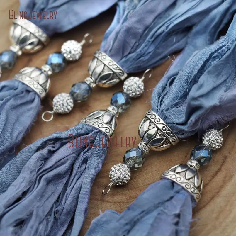 20171213-PM9045- Cerulean Sari Silk Tassel Pendant Oxidized Silver_6