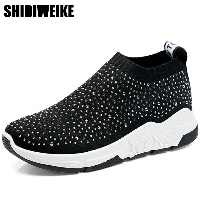

Spring Summer Women Fashion Casual Shoes Crystal Mesh breathable Comfort Ladies Sneakers Slip-On Loafers Feminine Zapatos mujer