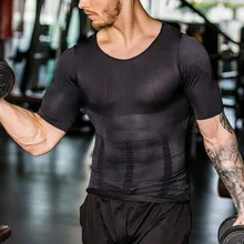 Горячая Мужская компрессионная футболка для похудения топы для похудения эластичные облегающие майки MCK99