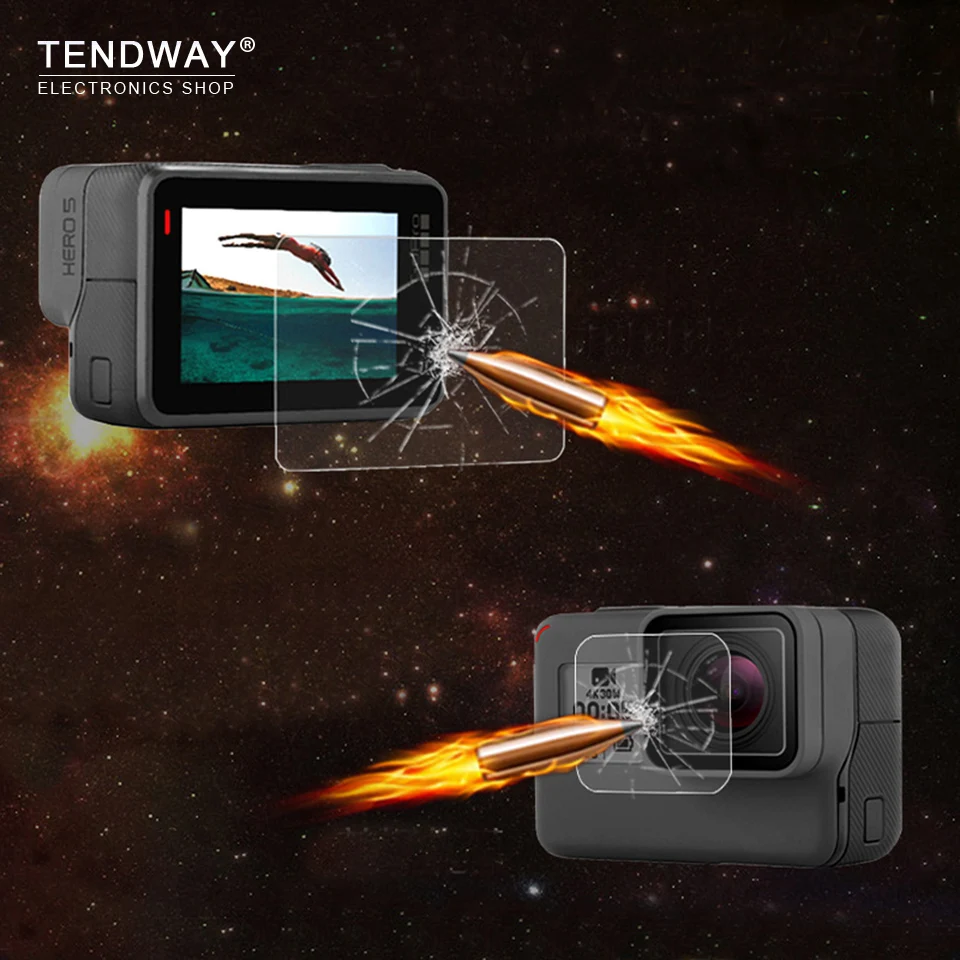 Tendway закаленное фильм для Gopro Hero 5 6 7 черный Экран протектор Камера Действие фильма