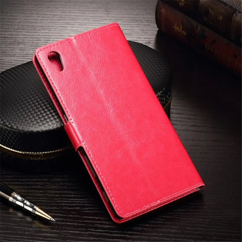 Luxury Soft Flip Leather back Cover Wallet Slim Phone Case For Sony Xperia Z3 Z4 Z5 Mini Compact E3 E4 M4 Aqua XA XP XZ X - Цвет: Красный