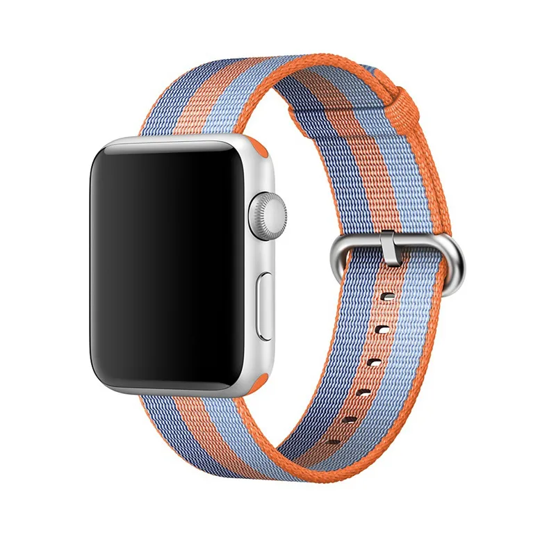 Спортивные лямка из нейлоновой ткани для Apple Watch Series 4/3/2/1 цветной ремешок для iWatch 38 40 42 44 мм Водонепроницаемый браслет
