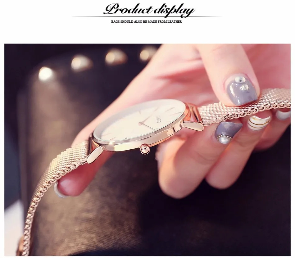 GIMTO Simple Fashion Weave Stainless Steel Rose Gold Watch Women Dress Ladies Watches Top Brand Luxury Quartz Watches For Girls
