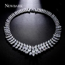 NEWBARK Statement Necklace Luxury Design Colar Big CZ Diamond Necklaces & Pendants White Gold Plated Vintage Jewelry Collares